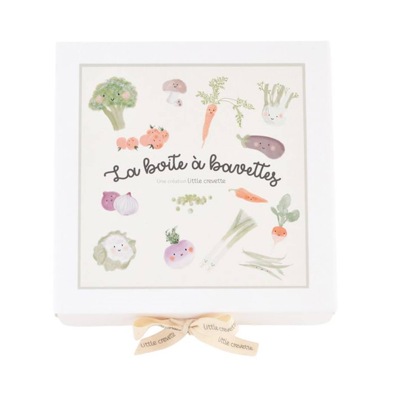 Coffret cadeau bavoir élastiqué Pique-Nique beige
