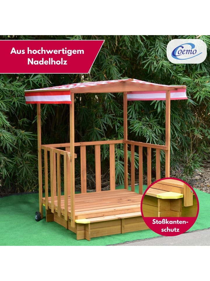 Coemo Spielhaus mit Sandkasten und Spielveranda in Natur günstig kaufen onesize
