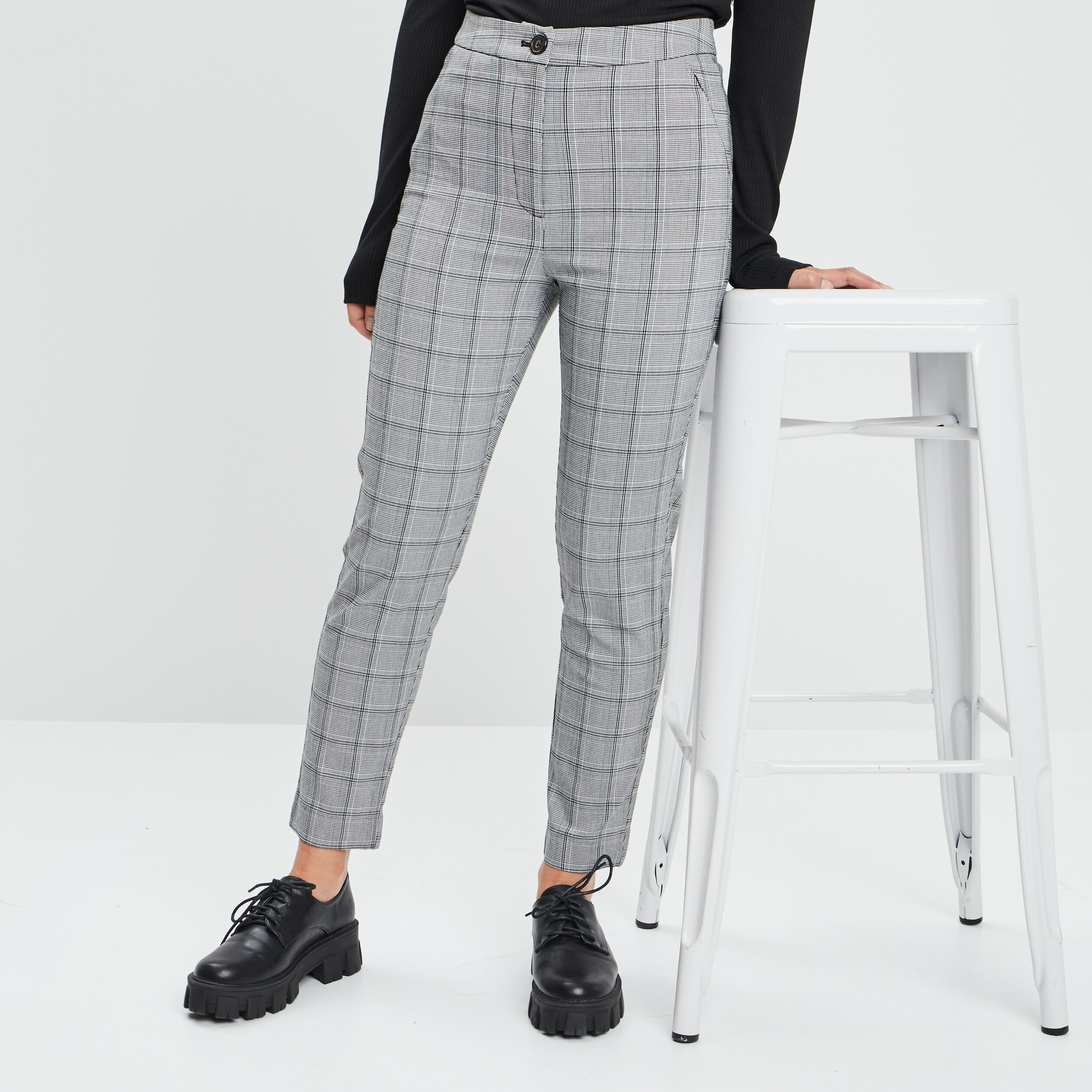 Pantalon droit taille haute gris femme | La Halle