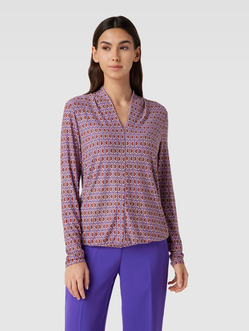 Longsleeve mit V-Ausschnitt in mittelbraun