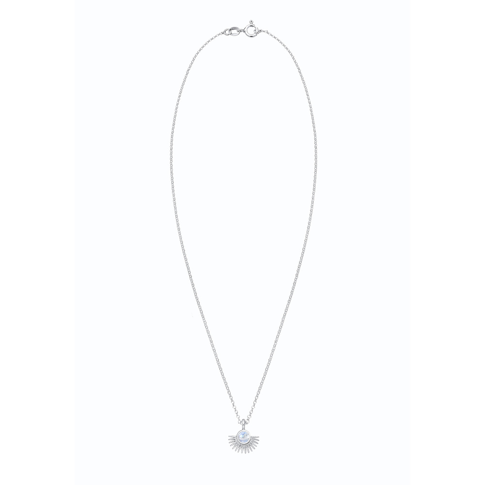 Elli Elli Collier Femme Pendentif d'Éventail avec Pierre de Lune en Argent Sterling 92 collier