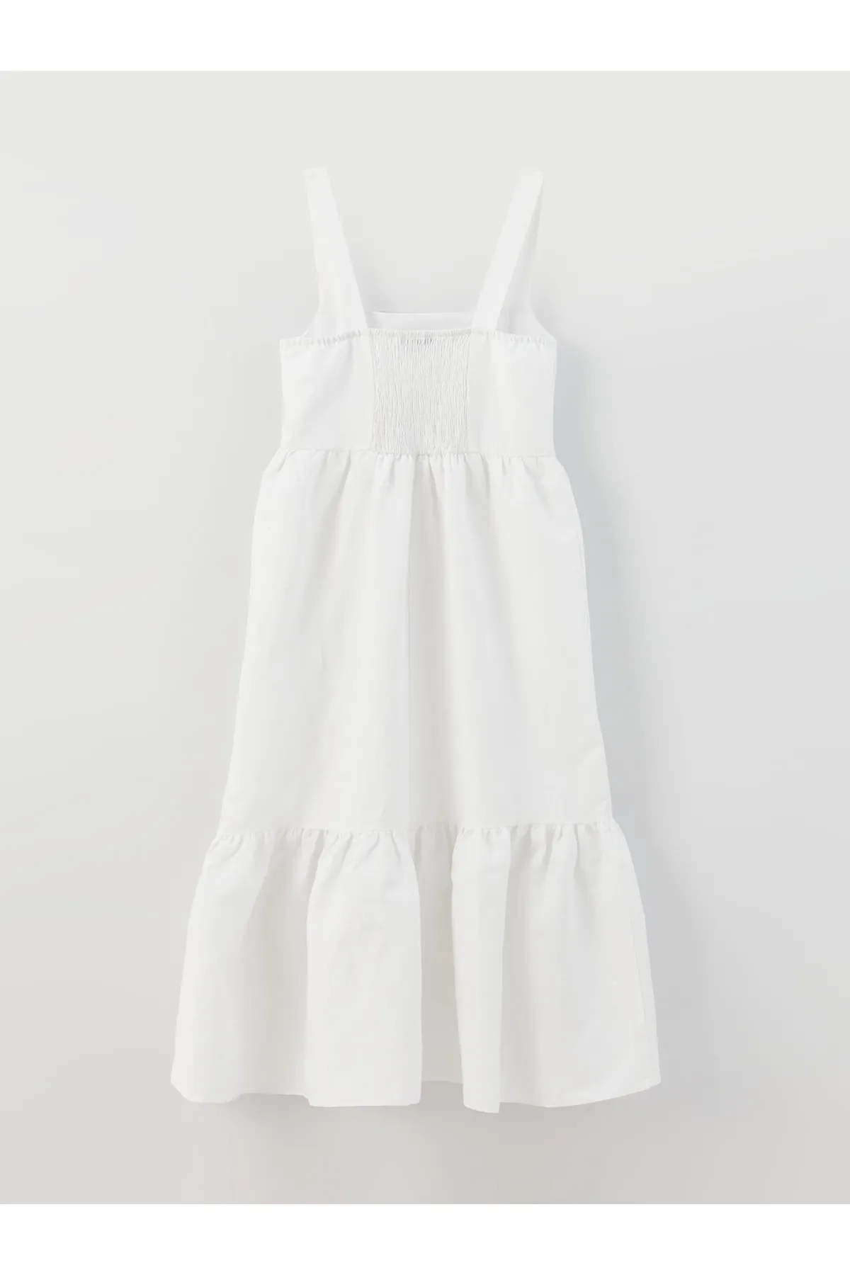 LC Waikiki  Damenkleid aus Leinenmischung mit quadratischem Ausschnitt und geraden Trägern