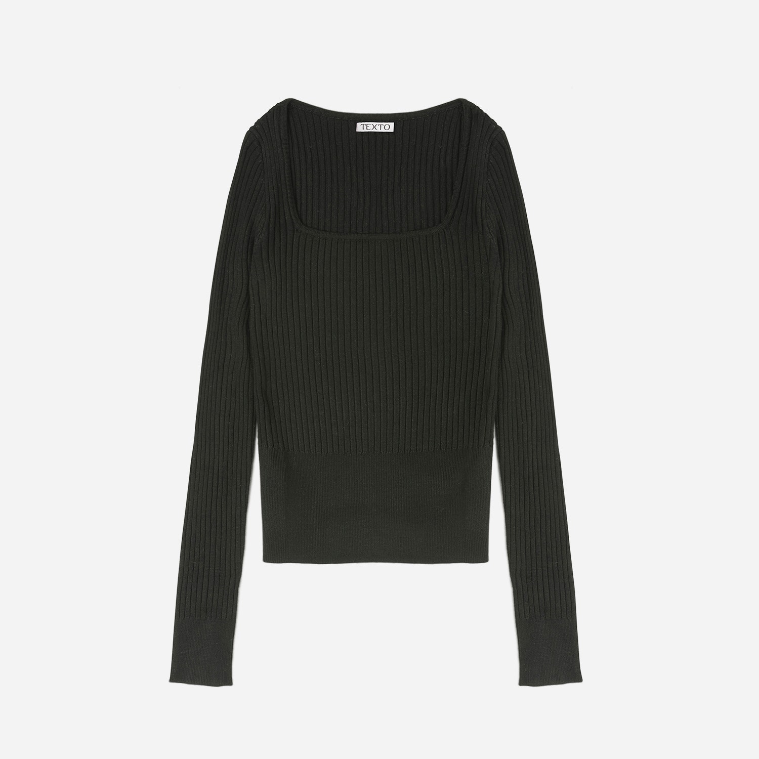 Pull TEXTO noir côtelé à manches longues - taille unique