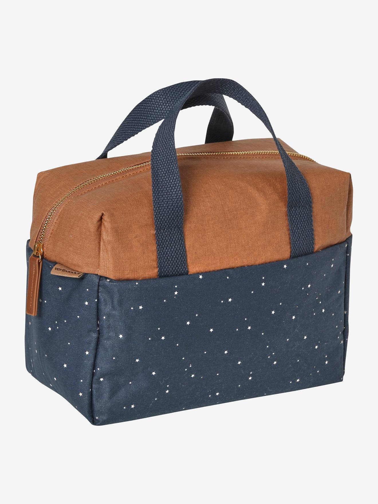 Lunch box bicolore en coton enduit marine étoile