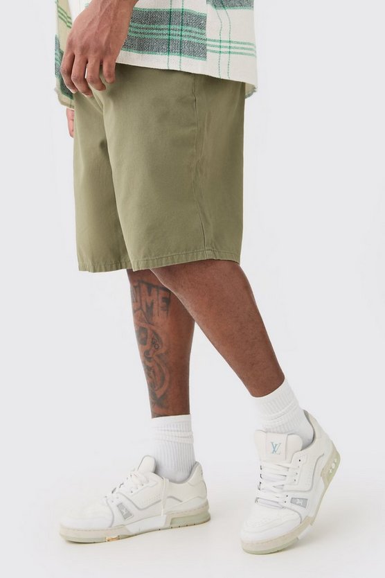 Plus lockere Shorts in Khaki