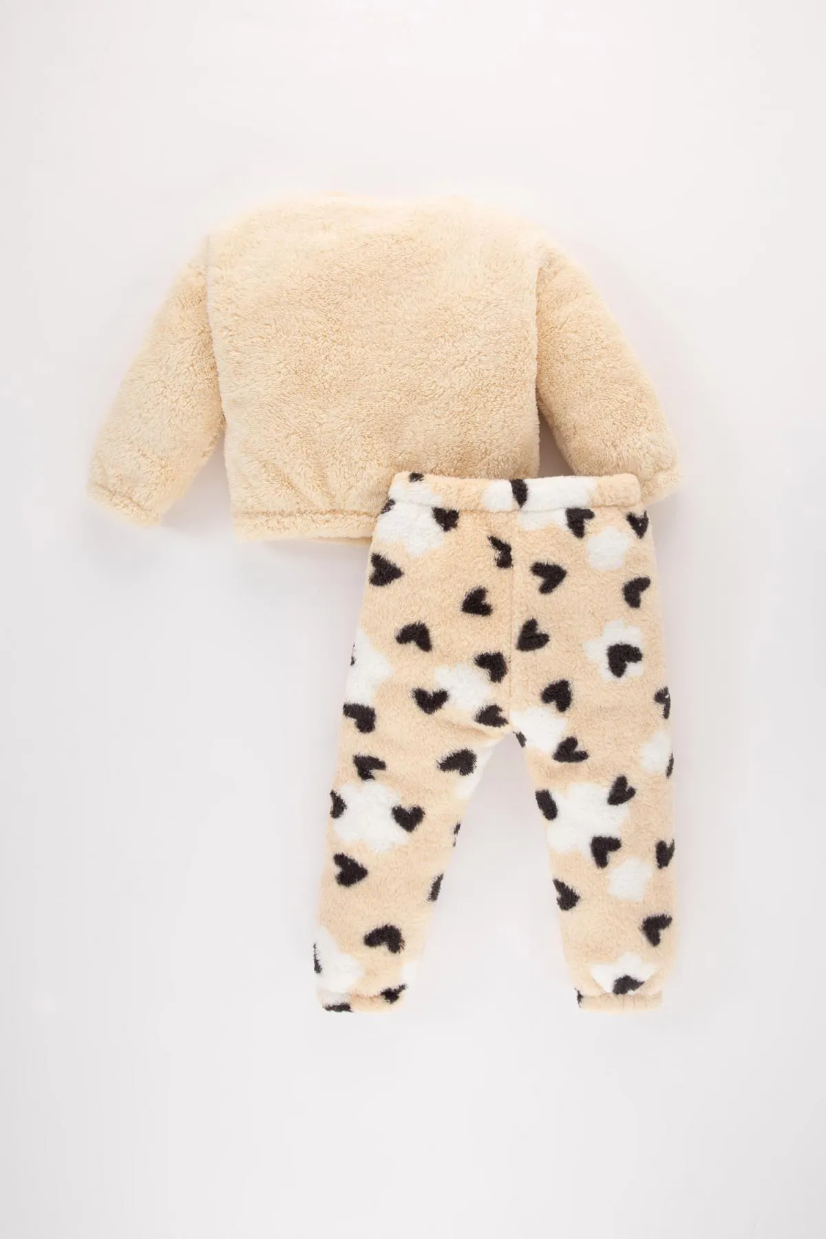 DeFacto  Plüsch-Sweatshirt-Jogginghose mit Herzmuster für Babys, 2er-Set