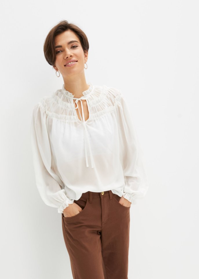 Transparente Bluse mit Rüschen