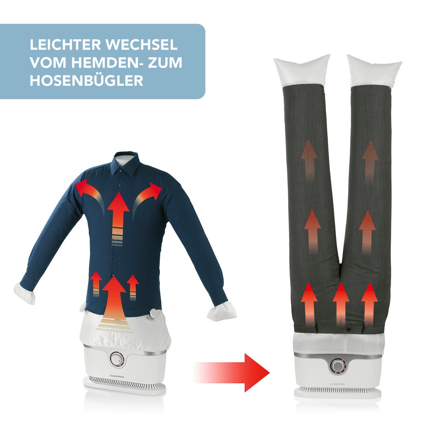 CLEANmaxx Bügelsystem automatischer Hemdenbügler inkl. Hosenbügler, 1800,00 W, trocknen & glätten