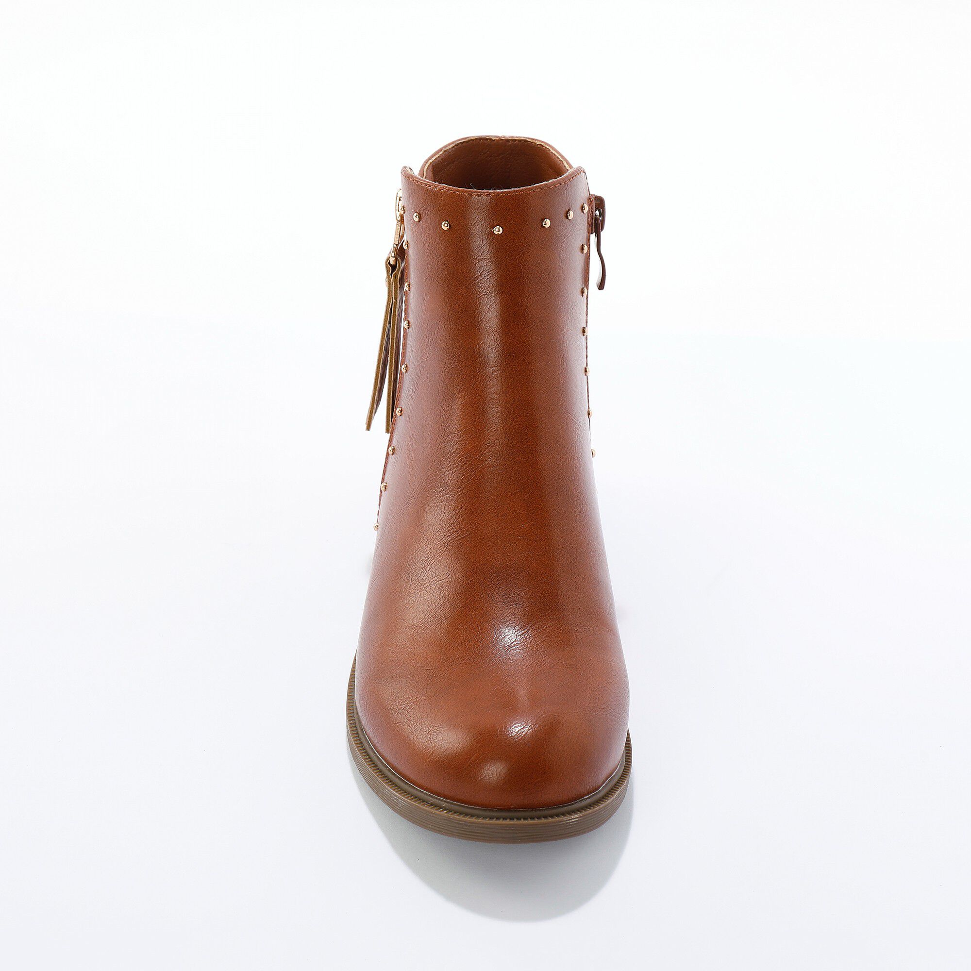 Boots bi-matière, zippées et cloutées