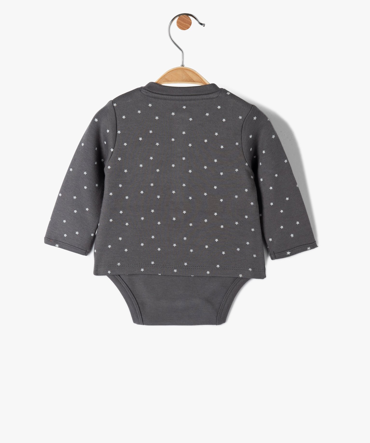 Body bébé à manches longues effet tee-shirt gris fonce | GEMO