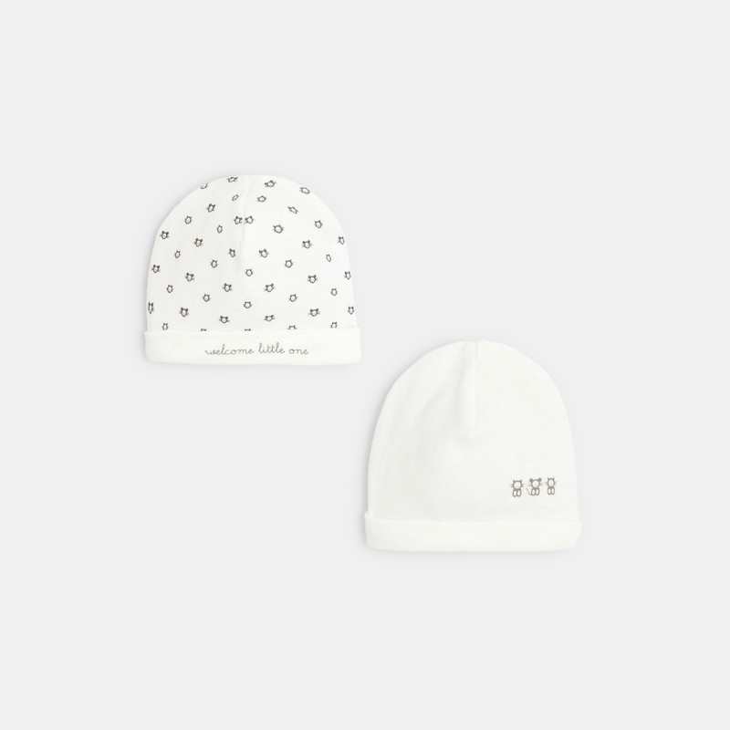 Kit bonnets prématuré et chaussettes blanche naissance
