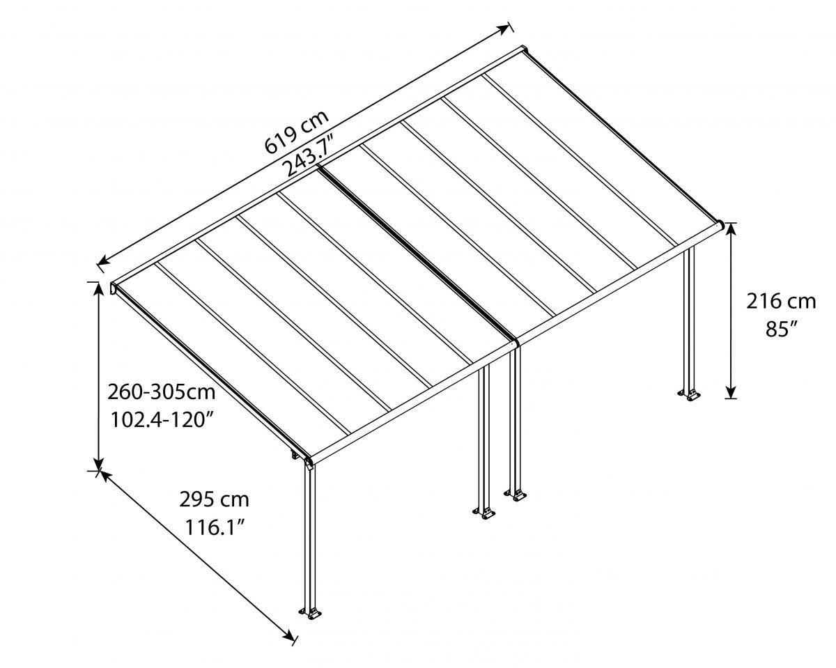 Canopia by Palram Patio Cover Olympia 3X6.1 Grau Terrassenüberdachung