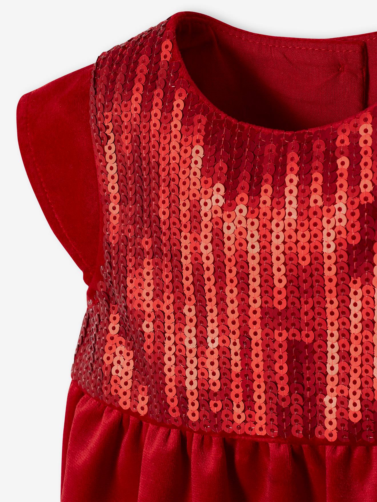 Vertbaudet Baby Weihnachts-Set: Kleid & Haarband - rot