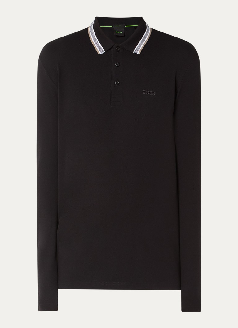 Polo HUGO BOSS Plisy de corte regular em algodão piqué com logotipo.