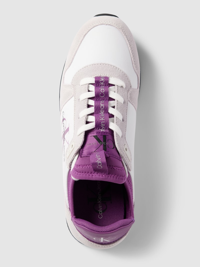 Sneaker aus Leder-Mix mit Label-Details in lila