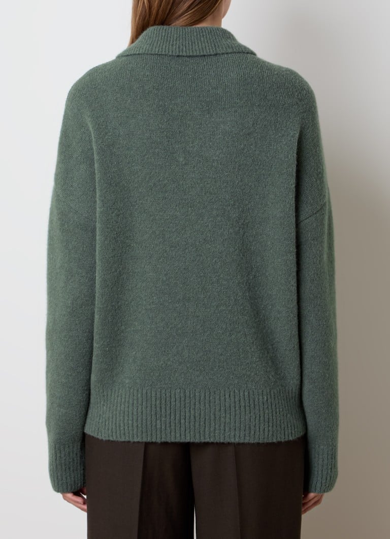 Maglione AMI Paris a maglia grossa in misto lana d'alpaca con logo lavorato a maglia.
