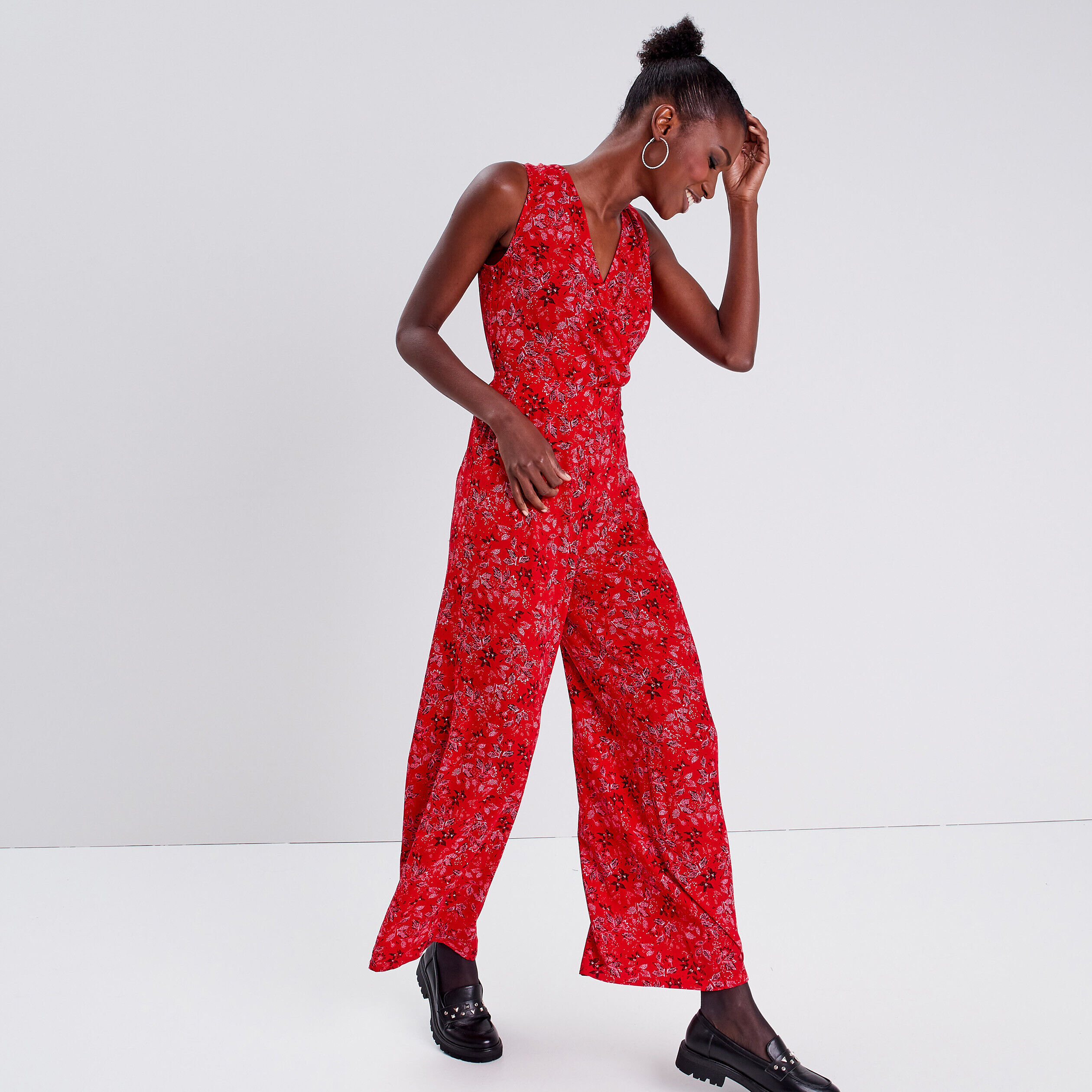 Combinaison pantalon large rouge femme | Cache Cache