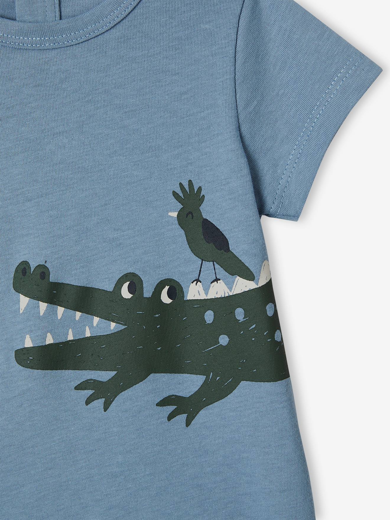 Combinaison courte bébé animal BASICS bleu ciel