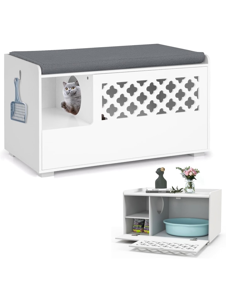 COSTWAY Katzenschrank Schuhbank 2in1 in Weiß günstig kaufen onesize