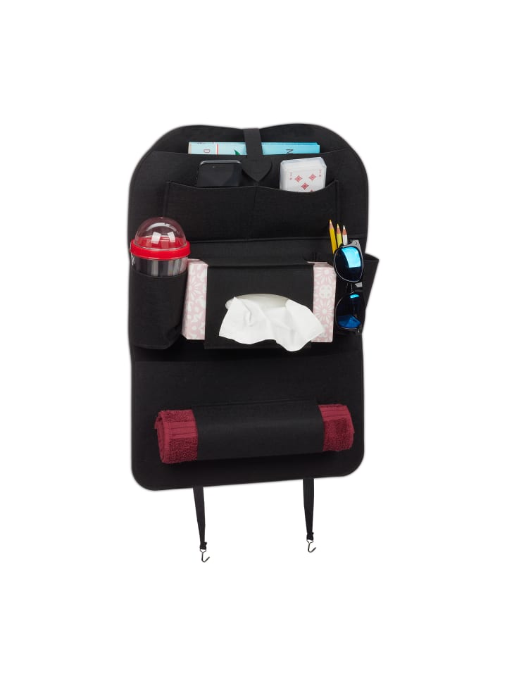 relaxdays Rücksitzorganizer in Schwarz günstig kaufen onesize