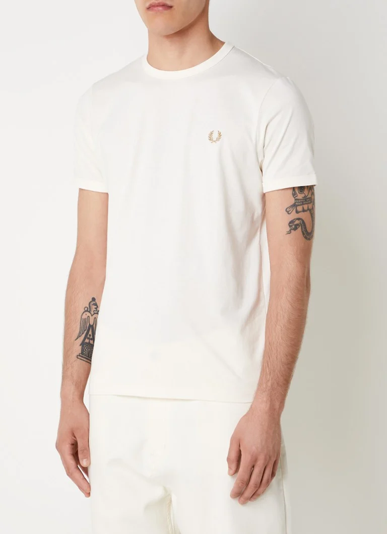 Tricou Fred Perry cu guler rotund și logo brodat
