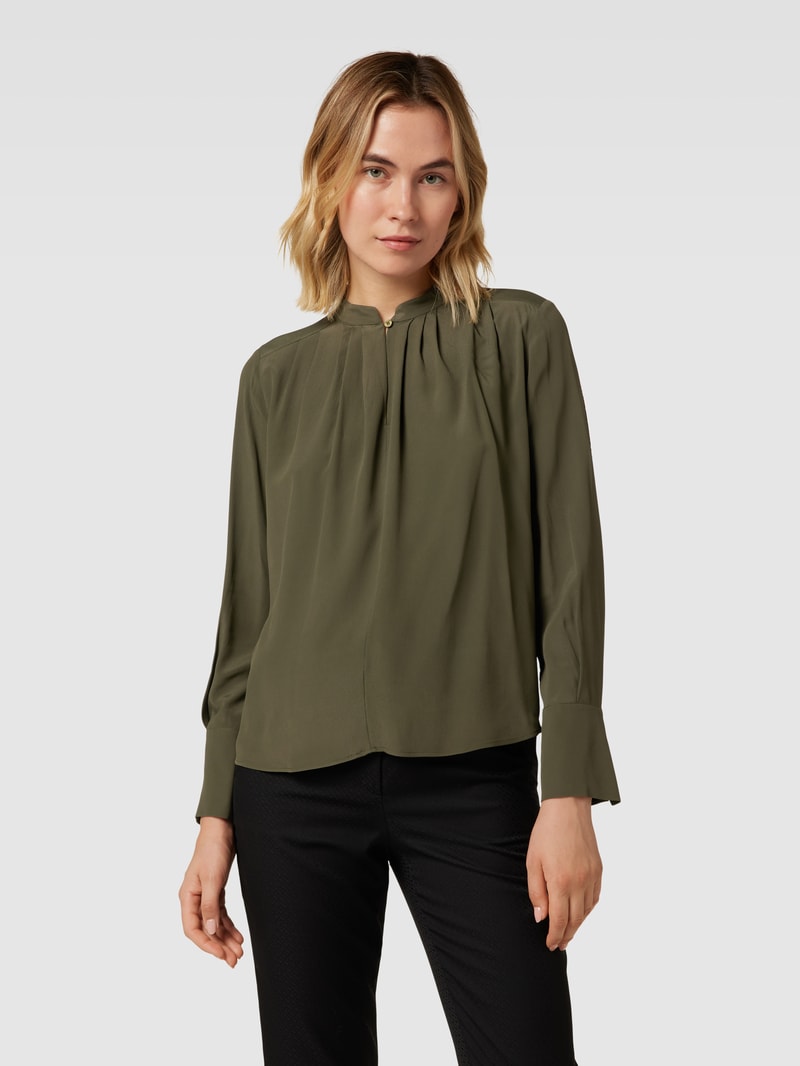 Bluse mit Schlüsselloch-Ausschnitt in khaki