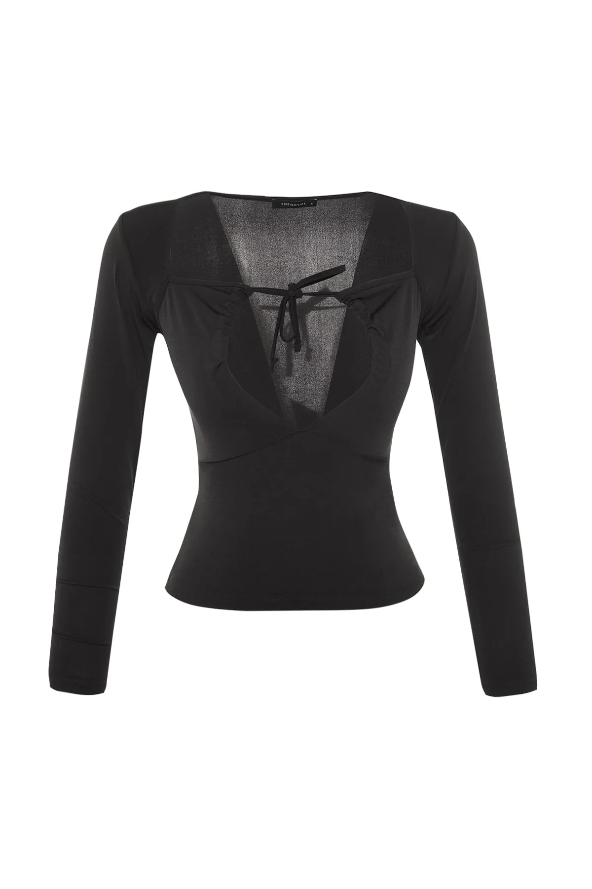 Trendyol Collection  Schwarze, schmale, dehnbare Strickbluse mit Neckholder TWOAW23BZ00093