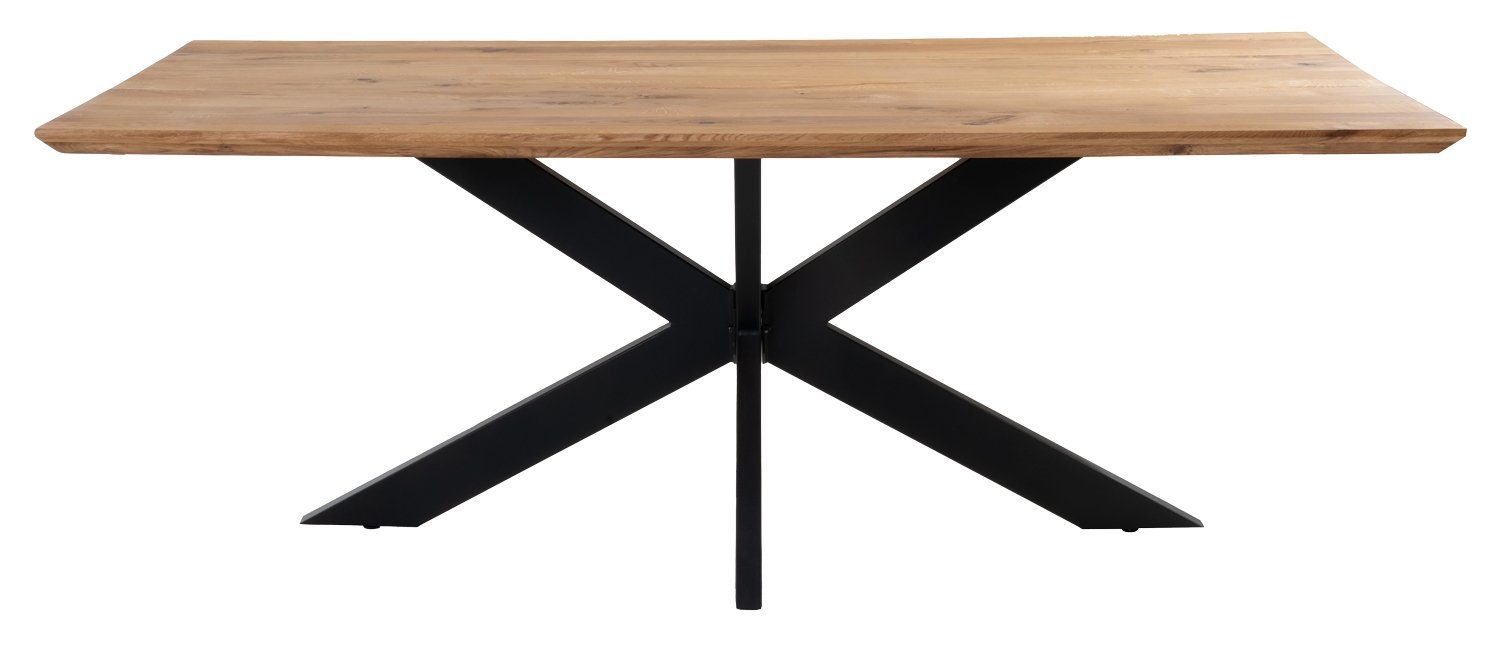 G+K Möbelvertriebs GmbH Esstisch CARMANT, 200 x 100 cm, Wildeiche massiv geölt, Doppel X-Gestell aus Metall