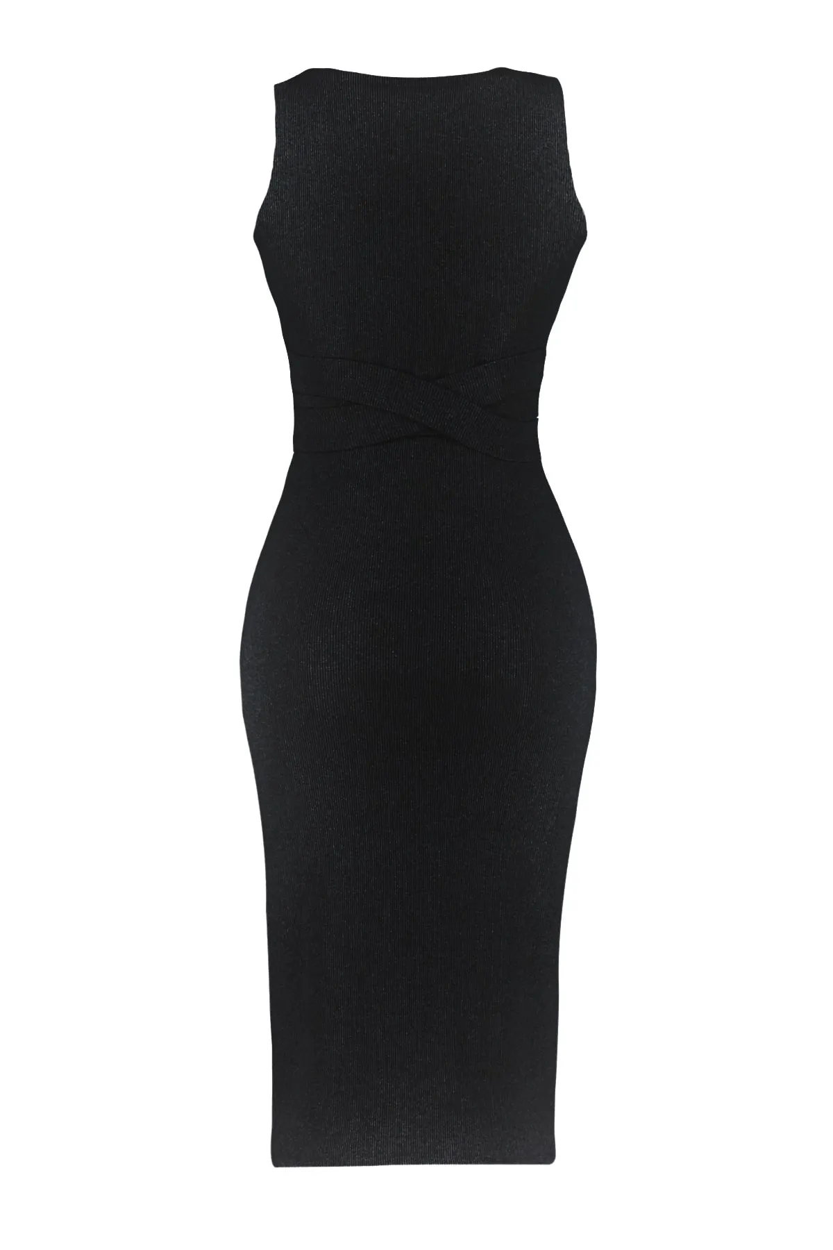 Trendyol Collection  Black Tie Detailiertes, kurzes, flexibles Strickoberteil und -unterteil-Set TWOSS23AU00020