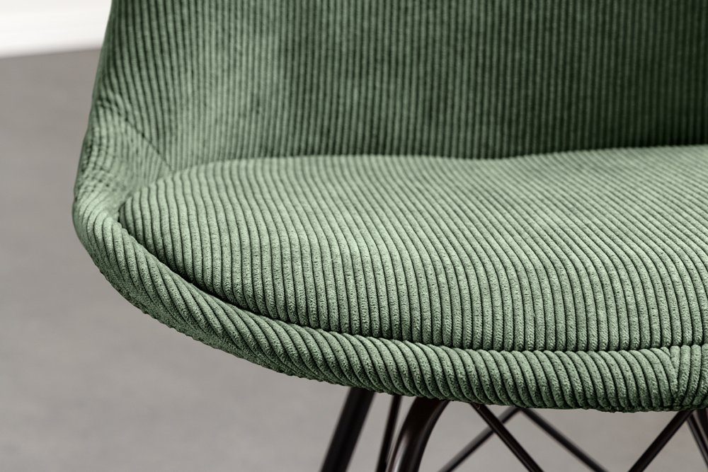 riess-ambiente Polsterstuhl SCANDINAVIA MEISTERSTÜCK grün / schwarz (Einzelartikel, 1 St), Esszimmer · Cord · Metall · Wohnzimmer · Retro Design