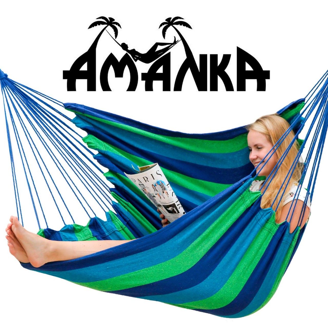 AMANKA 110 x 145 gestreifte Sitz-Hängematte