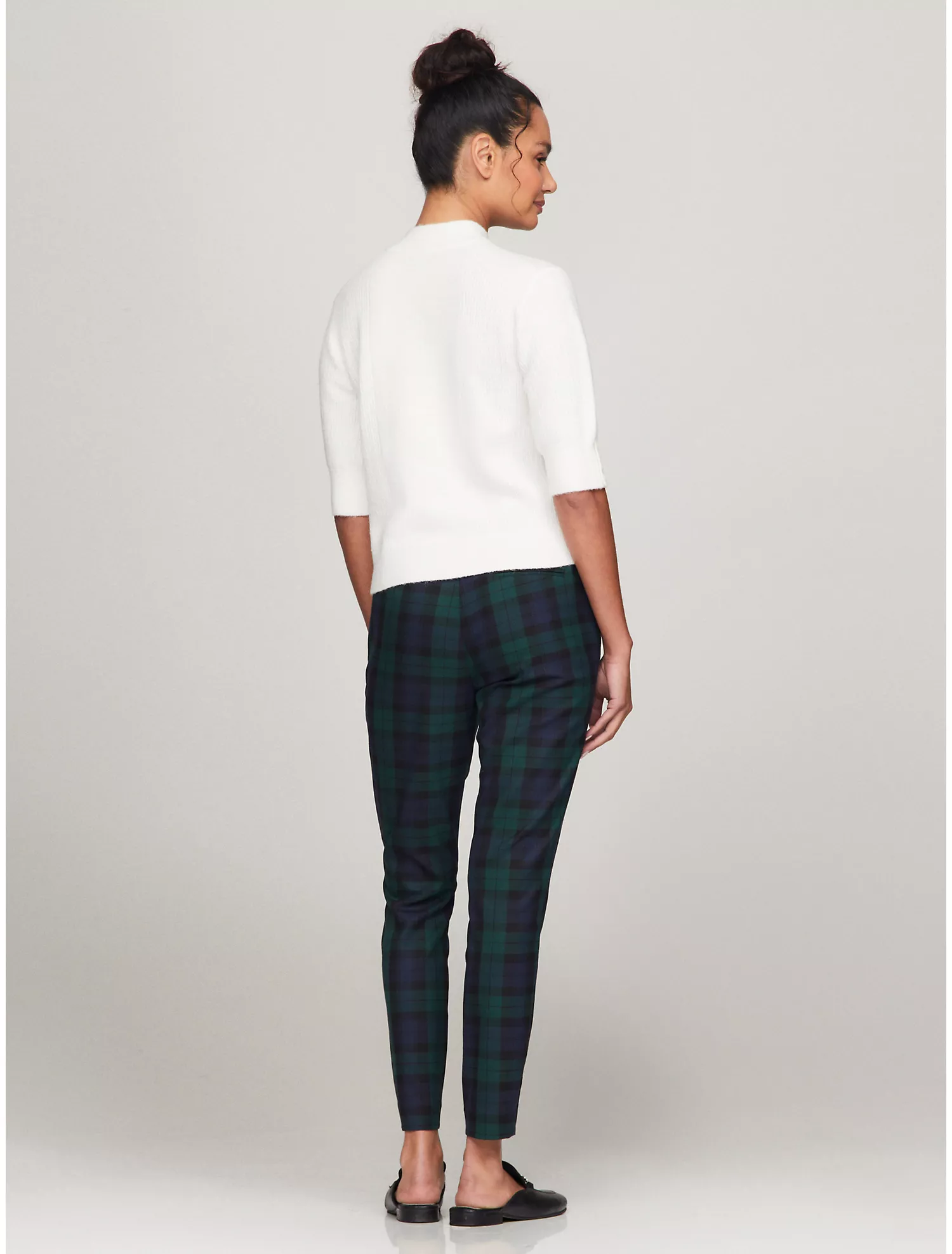 Short-Sleeve Mockneck Mix Knit Sweater