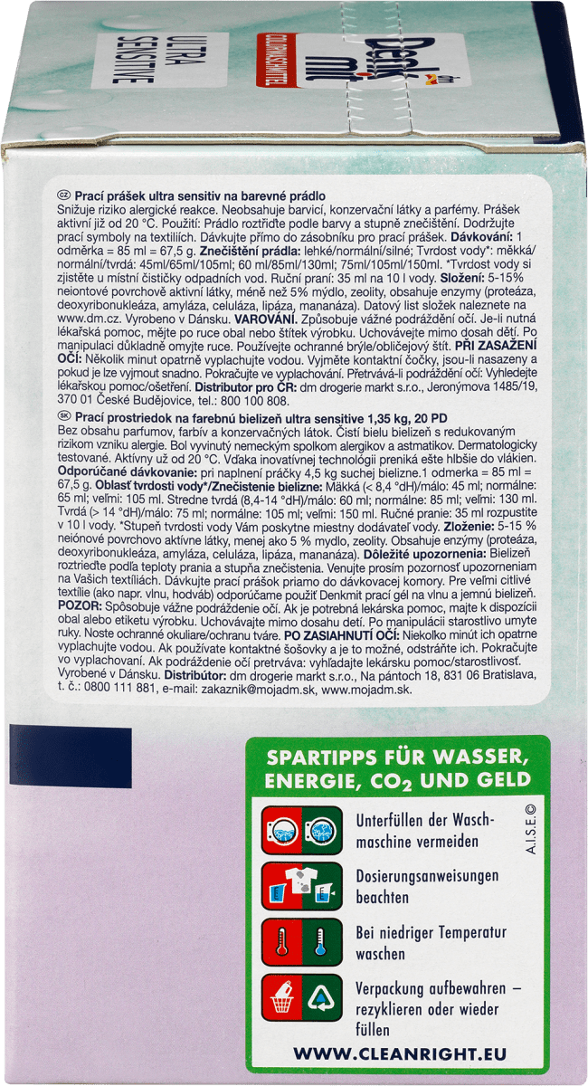Colorwaschmittel Pulver Ultra Sensitive, 20 Wl