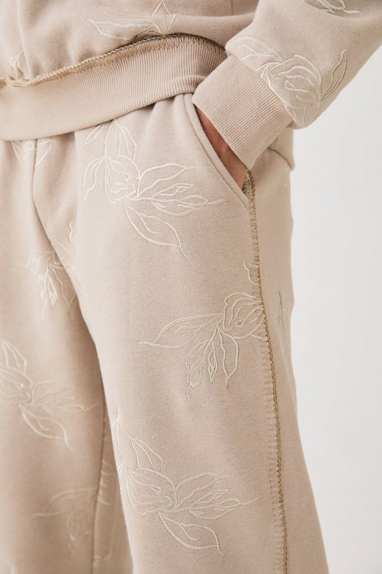 Bestickte Jogginghose mit geteiltem Saum