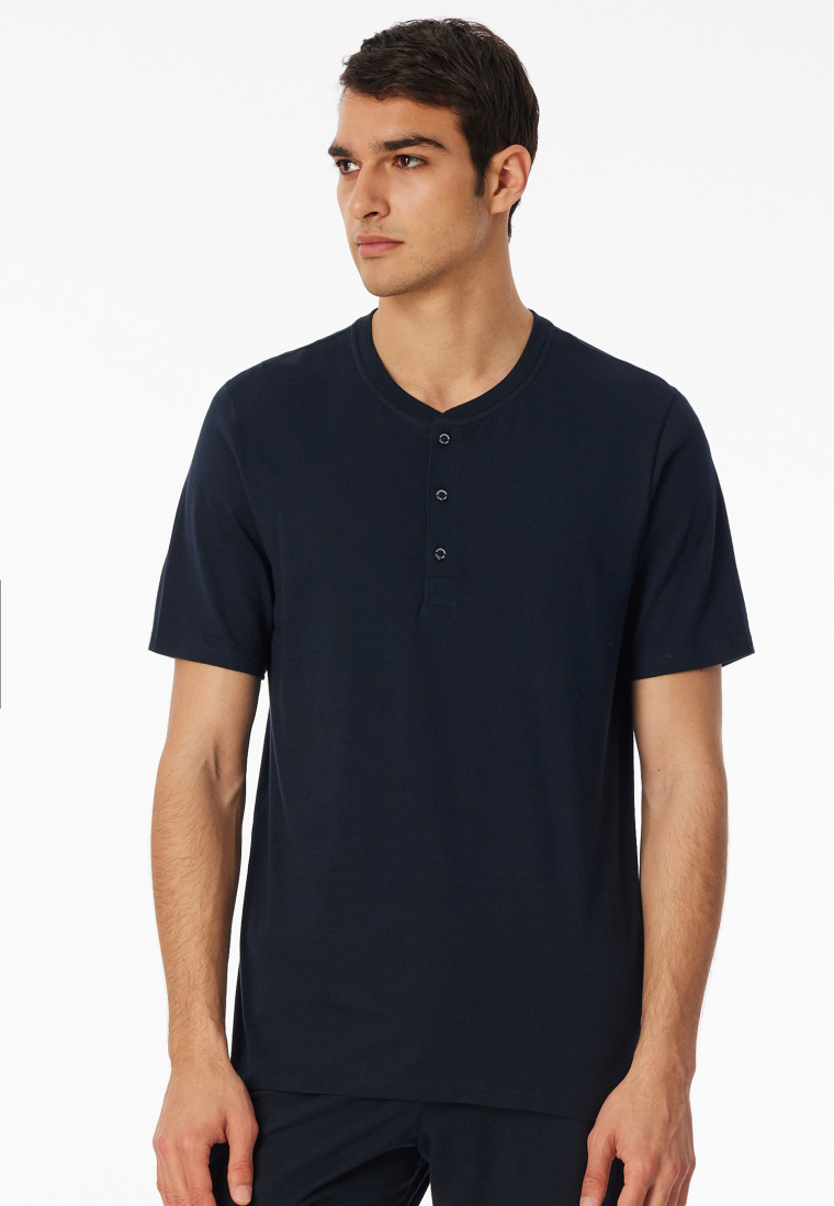 Shirt kurzarm Knopfleiste nachtblau - Mix+Relax