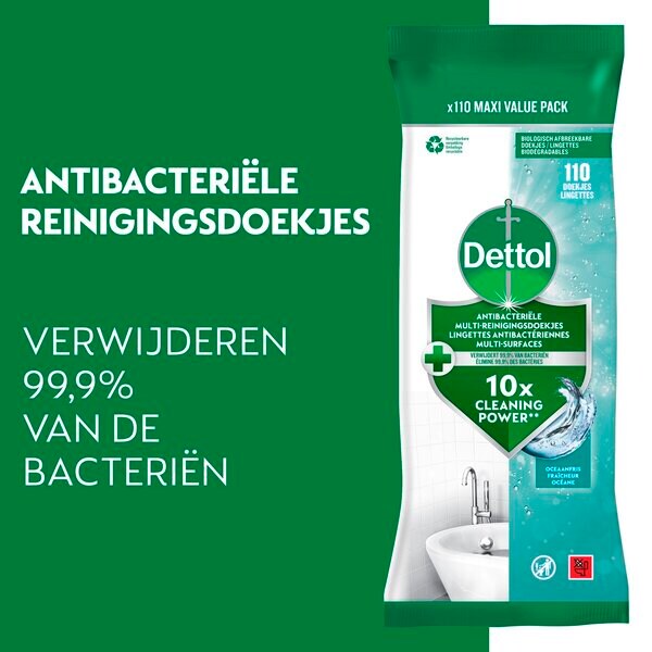 Lenços de limpeza Dettol Ocean, 110 unidades