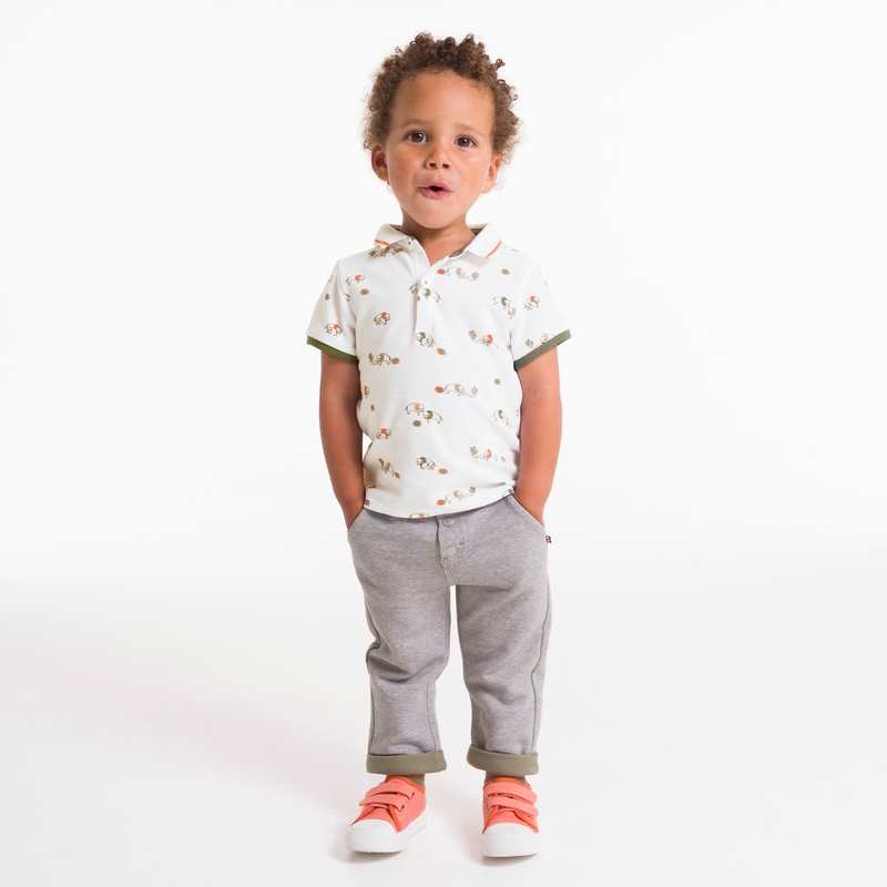 Polo maille piquée bisons blanc bébé garçon