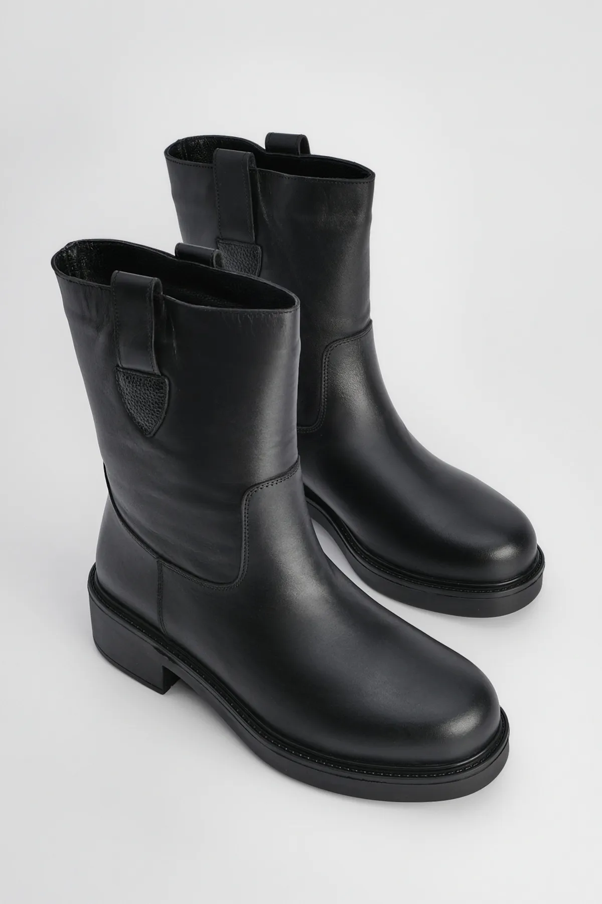 Marjin  Damen-Tagesstiefel aus echtem Leder Gater Schwarz