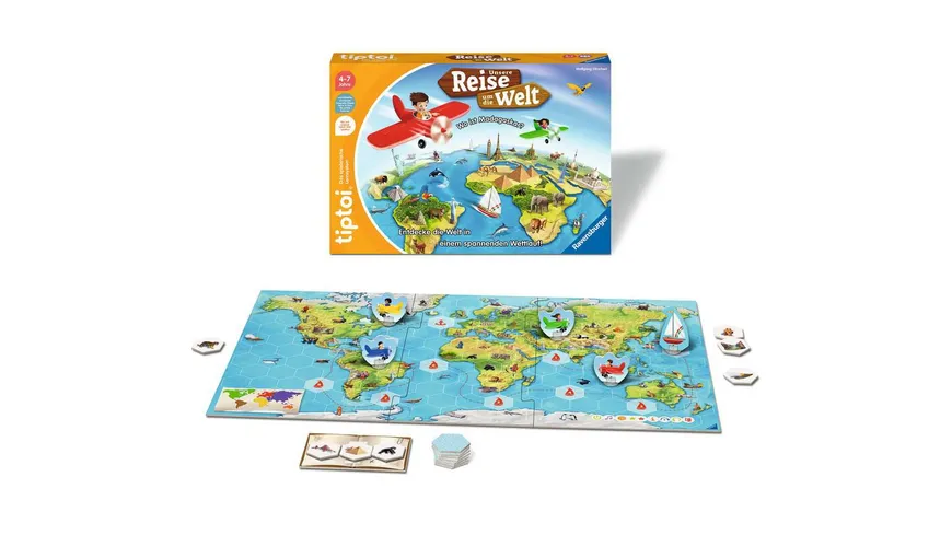 Ravensburger tiptoi - Spiel - Unsere Reise um die Welt - Lernspiel ab 4 Jahren, lehrreiches Geografiespiel