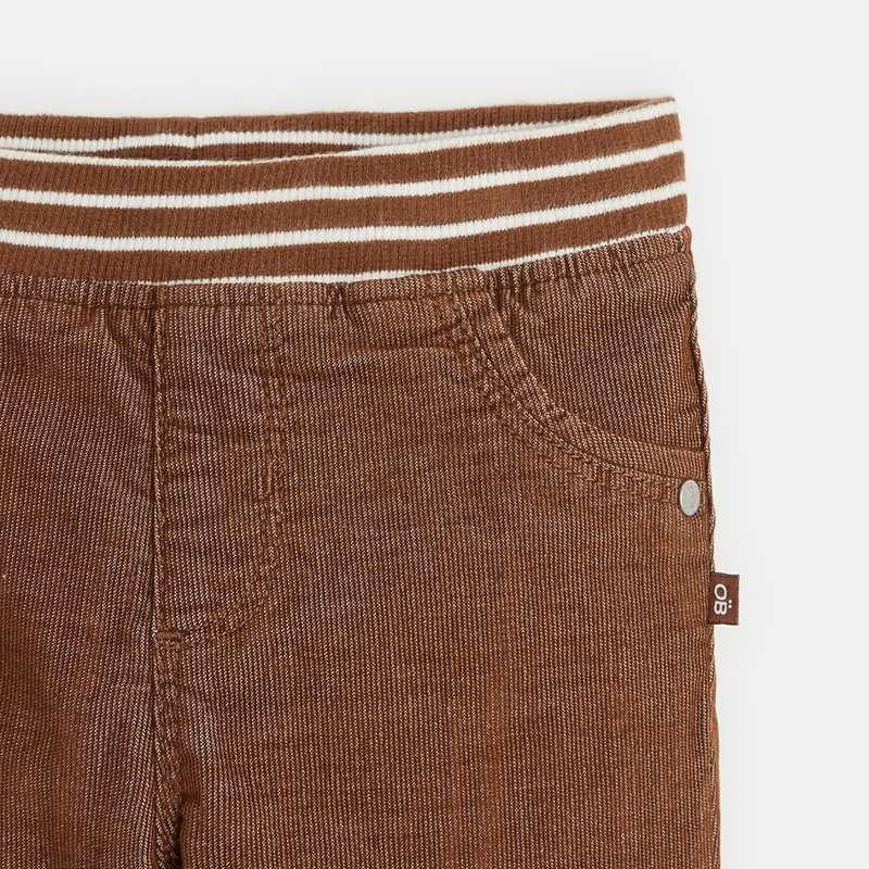 Pantalon velours milleraie taille élastiquée marron bébé garçon