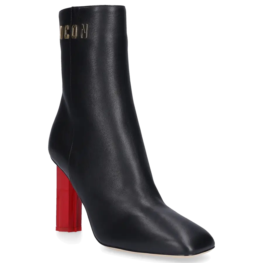 Dsquared2 - Stiefeletten CANADIANA Kalbsleder Logo Metallisch schwarz - schwarz