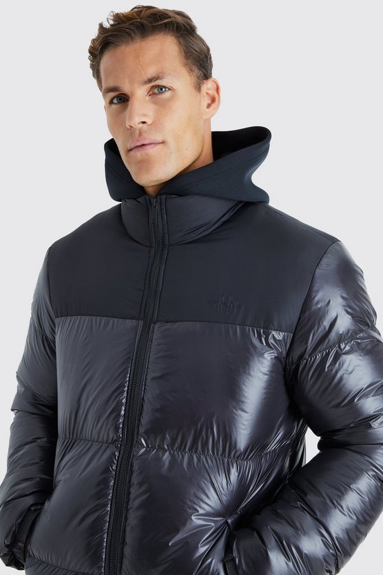 Tall Man hochglänzende Colorblock Steppjacke