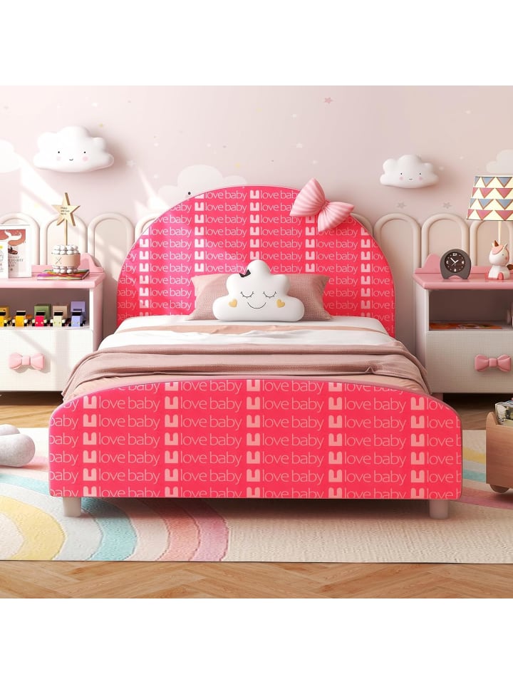 COSTWAY 140 x 70cm Bettgestell in Rosa günstig kaufen onesize