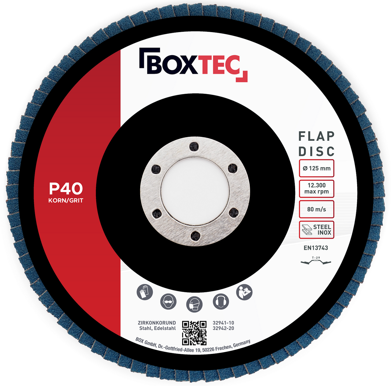 BOXTEC Profi-Fächerscheiben BLAU 125mm INOX Lamellenscheiben Schleifscheiben 10er Pack P40