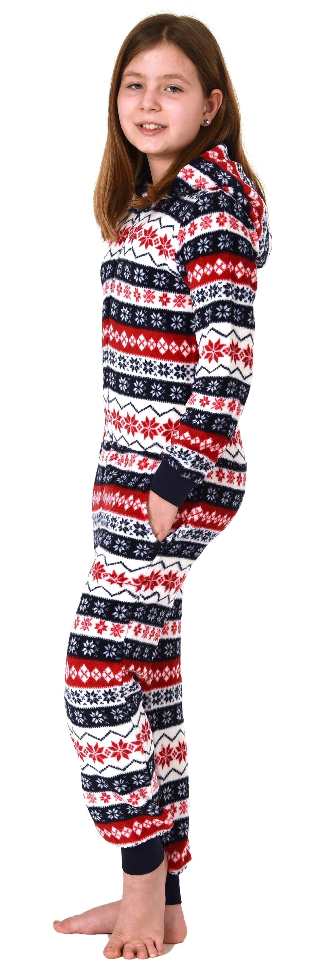 Normann Pyjama Mädchen Jumpsuit Overall Schlafanzug in Norweger Optik