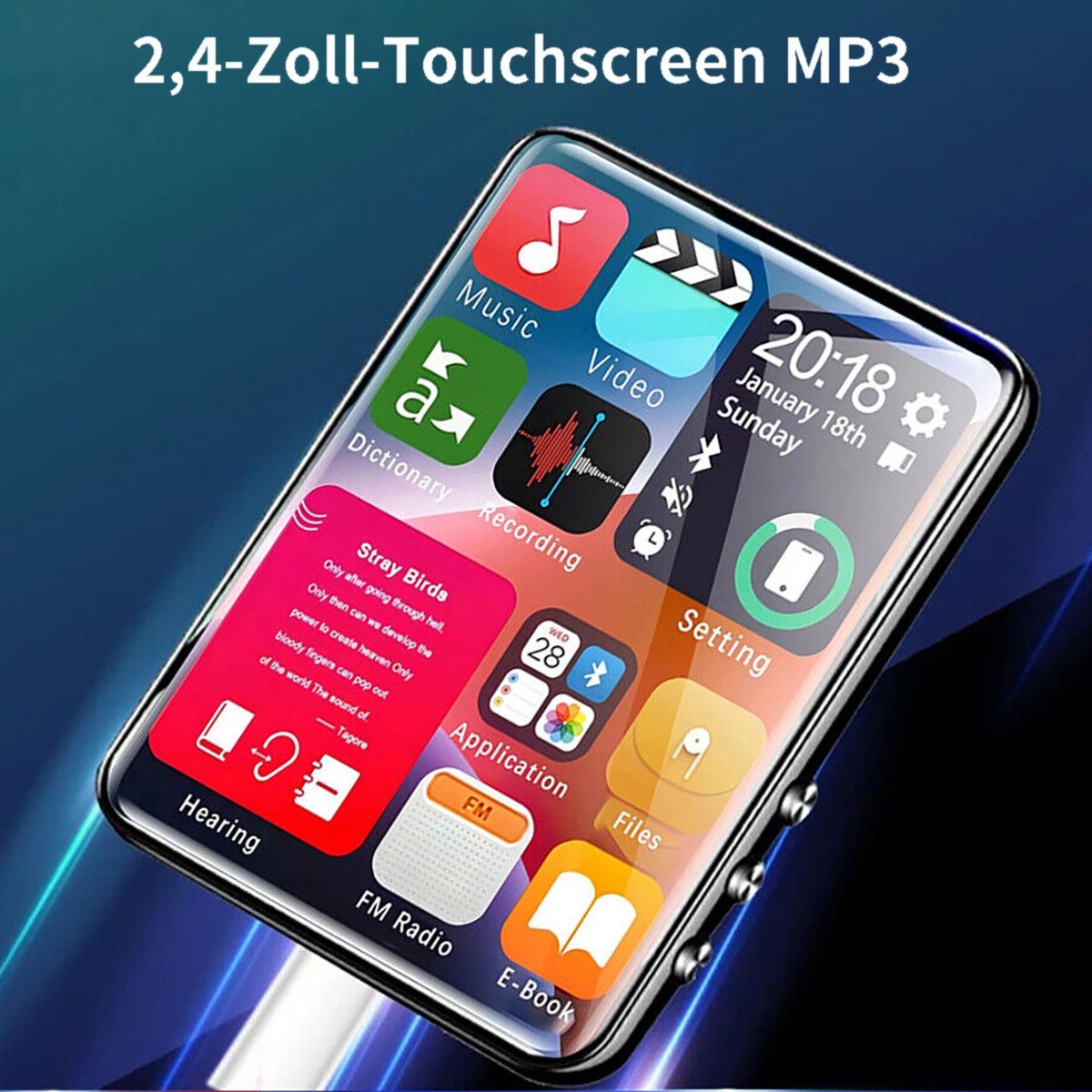 Yoyaxi Verlustfreie Klangqualität im kleinen, tragbaren Walkman MP4-Player (Touch-Player für einfache Bedienung unterwegs)