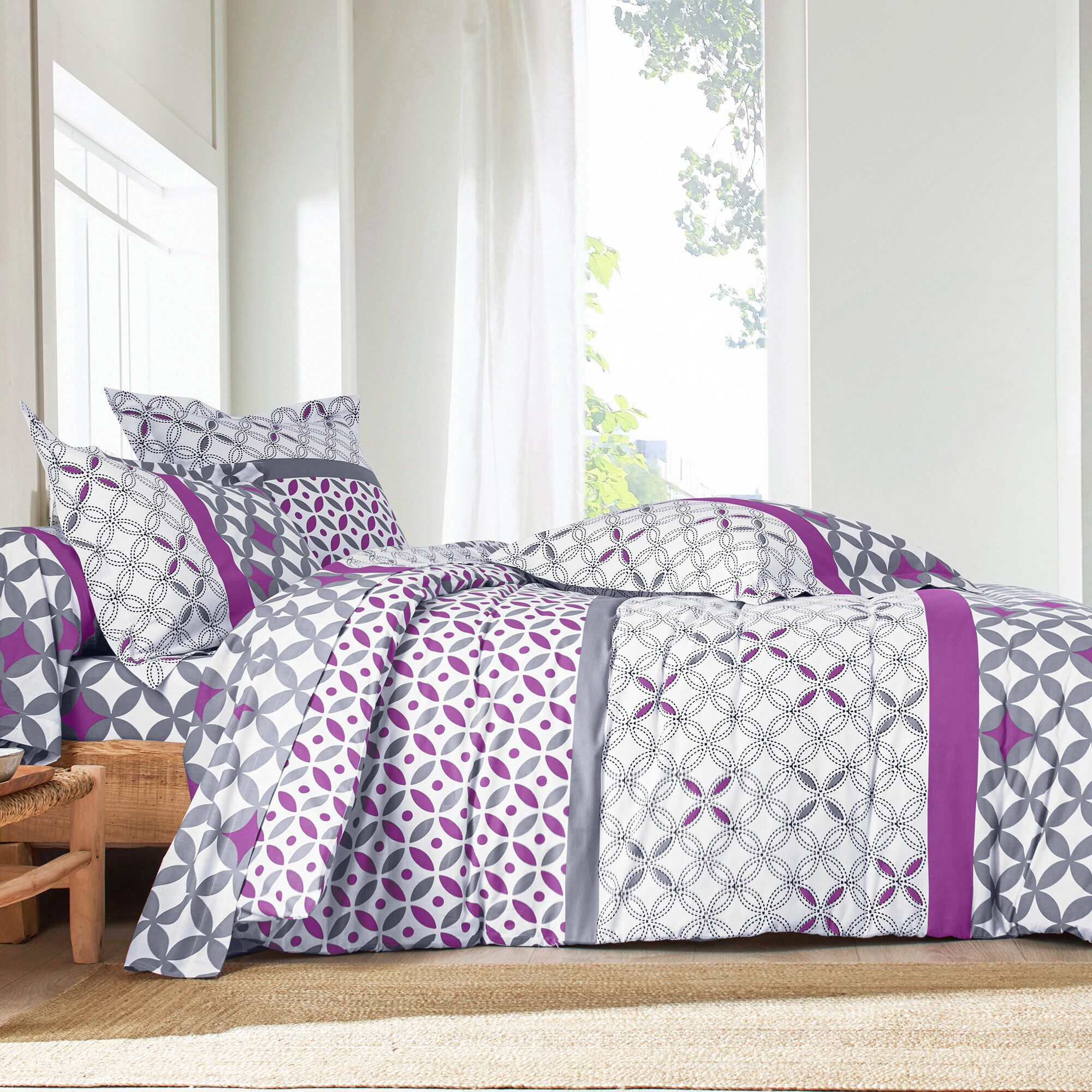 Linge de lit Marlow en coton motifs géométriques
