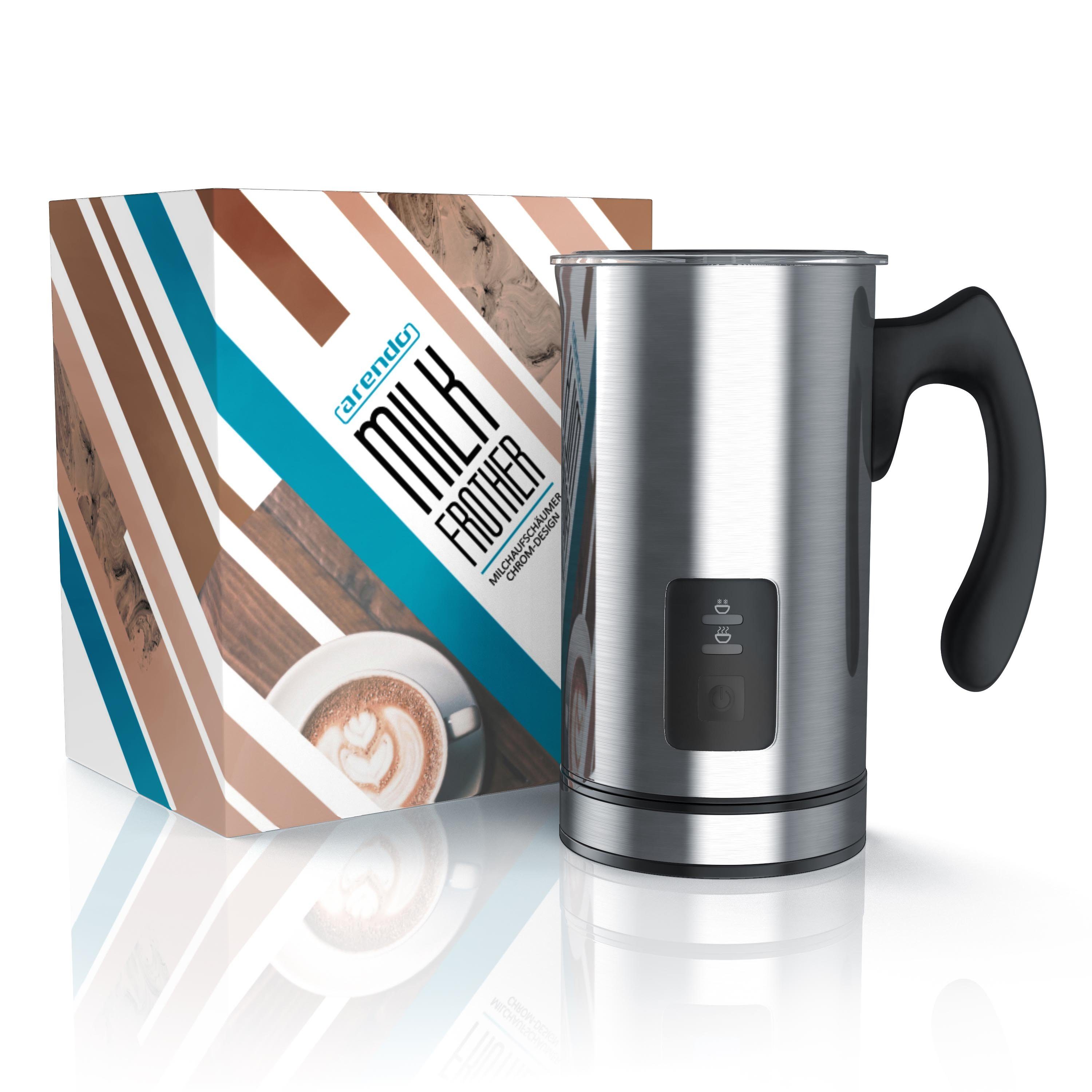 Arendo Milchaufschäumer, 500 W, automatischer Edelstahl Milchschäumer - MILKSKY Silver