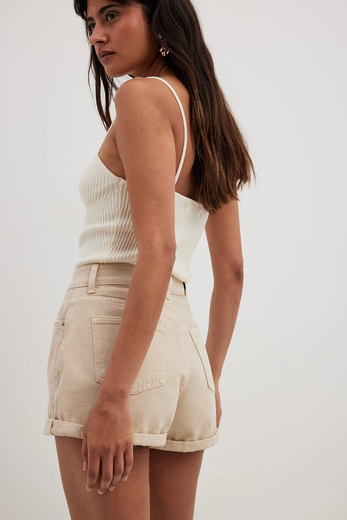 Jeans-Shorts mit Falten