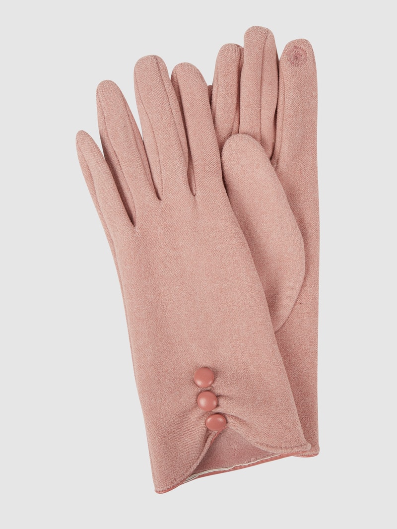 Touchscreen-Handschuhe mit Zierknöpfen in hellrosa